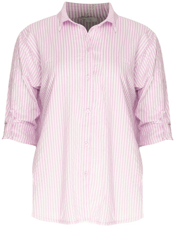 FASHION - KOSZULA DAMSKA W PASKI - ID8848 RÓŻOWA