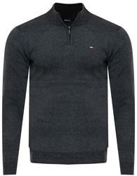 MUST PARKOUR - SWETER MĘSKI Z PÓŁGOLFEM - S8280/CIEMNOSZARY