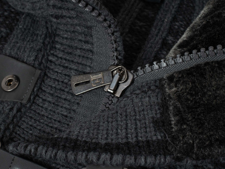 SWETER MĘSKI Z PÓŁGOLFEM - 590 CIEMNOSZARY