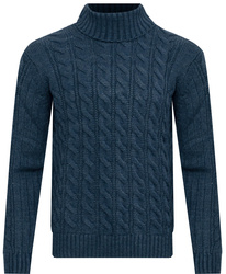 AS FAWOR COLLECTION - SWETER MĘSKI Z GOLFEM - 012303/NIEBIESKI