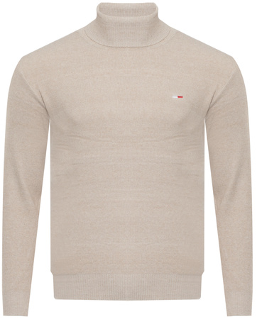 SWETER Z GOLFEM MĘSKI - S8516/BEŻOWY