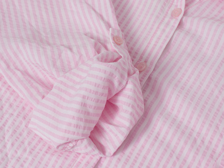 FASHION - KOSZULA DAMSKA W PASKI - ID8848 RÓŻOWA