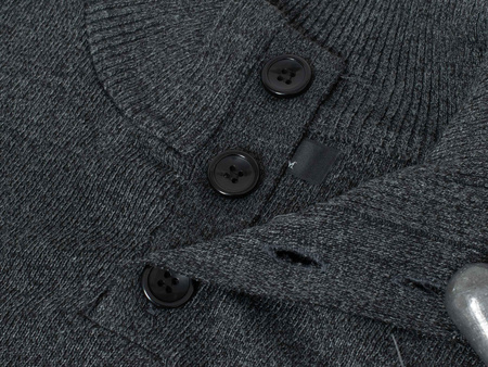 SWETER MĘSKI Z PÓŁGOLFEM - S8212 CIEMNOSZARY