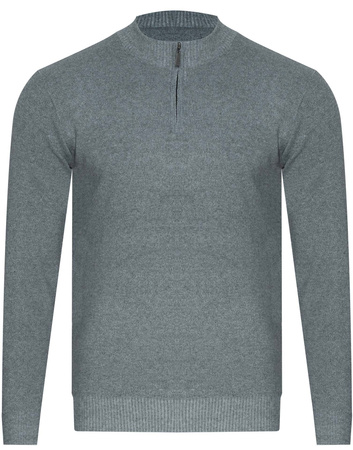 SWETER MĘSKI Z PÓŁGOLFEM - K6011 JASNOSZARY