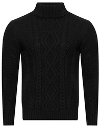 SWETER MĘSKI Z GOLFEM - 3157/CZARNY