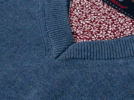 SWETER MĘSKI V-NECK - 201 NIEBIESKI