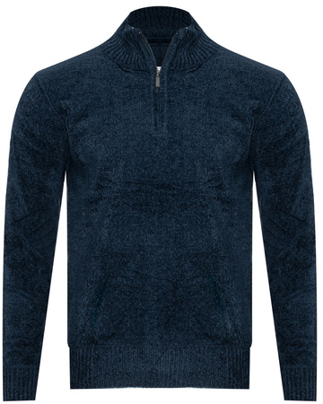 SWETER MĘSKI Z PÓŁGOLFEM - S8682 GRANATOWY