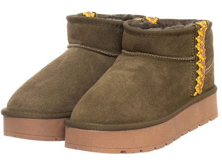 SKÓRZANE BOTKI DAMSKIE -SOLO SOPRANI COUTURE - SCW421P20/02 HOTA SUEDE TRIMMING GREEN