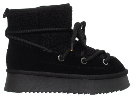 SKÓRZANE BOTKI DAMSKIE - SOLO SOPRANI COUTURE - SCW421P17/01 LUNAR BLACK