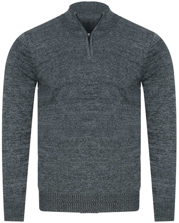 SWETER MĘSKI Z PÓŁGOLFEM - K6007 JASNOSZARY