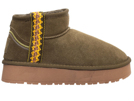 SKÓRZANE BOTKI DAMSKIE -SOLO SOPRANI COUTURE - SCW421P20/02 HOTA SUEDE TRIMMING GREEN