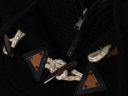 SWETER MĘSKI Z PÓŁGOLFEM - CJU 51251 152/CZARNY