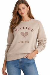 FASHION - BLUZA DAMSKA Z NADRUKIEM - ID8865 JASNOBRĄZOWA