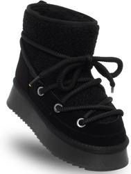 SKÓRZANE BOTKI DAMSKIE - SOLO SOPRANI COUTURE - SCW421P17/01 LUNAR BLACK