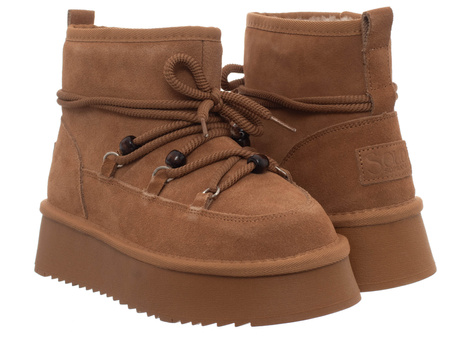 SKÓRZANE BOTKI DAMSKIE - SOLO SOPRANI COUTURE - SSW521P72/01 STONES