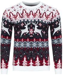 SWETER MĘSKI - 70213 BIAŁY ŚWIĄTECZNY