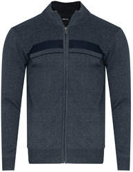 SWETER MĘSKI ROZPINANY - S8162 GRANATOWY MELANŻ
