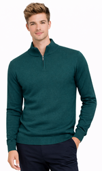 MUST PARKOUR - SWETER MĘSKI Z PÓŁGOLFEM - S8205 ZIELONY