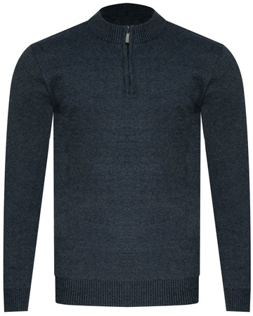 SWETER MĘSKI Z PÓŁGOLFEM - K6011 GRANATOWY