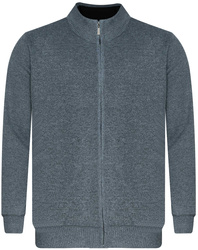 S'WEST - SWETER MĘSKI Z PÓŁGOLFEM ROZPINANY - B-6428/JASNOSZARY