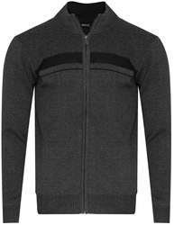 SWETER MĘSKI ROZPINANY - S8162 CIEMNOSZARY