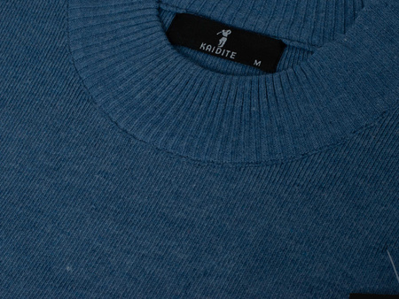 SWETER MĘSKI Z PÓŁGOLFEM - K6010 JASNONIEBIESKI