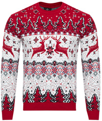 SWETER MĘSKI - 70213 CZERWONY ŚWIĄTECZNY