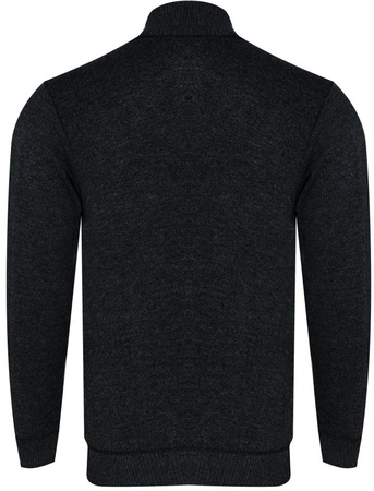 SWETER MĘSKI Z PÓŁGOLFEM ROZPINANY - B-6428/CIEMNOSZARY