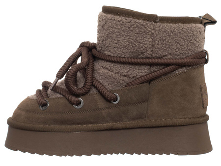 SKÓRZANE BOTKI DAMSKIE - SOLO SOPRANI COUTURE - SCW421P17/03 LUNAR BROWN