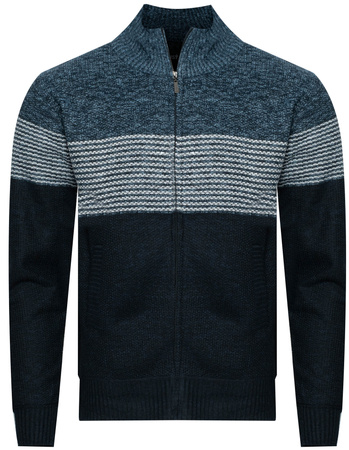 SWETER MĘSKI ROZPINANY - S8655 GRANATOWY