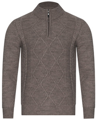SWETER MĘSKI  Z PÓŁGOLFEM - 8157 LIGHT BROWN