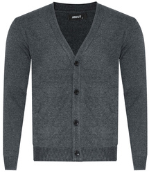 KARDIGAN MĘSKI ROZPINANY NA GUZIKI - S8161 JASNOSZARY