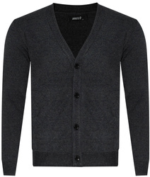 KARDIGAN MĘSKI ROZPINANY NA GUZIKI - S8161 CIEMNOSZARY