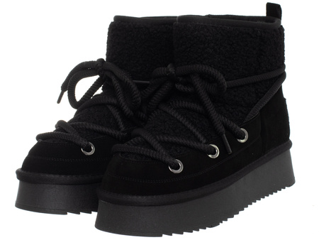 SKÓRZANE BOTKI DAMSKIE - SOLO SOPRANI COUTURE - SCW421P17/01 LUNAR BLACK