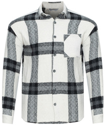 KOSZULA MĘSKA -CZARNO-KREMOWY KRATKA