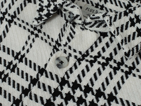 KOSZULA MĘSKA - KREMOWO-CZARNY PEPITKA