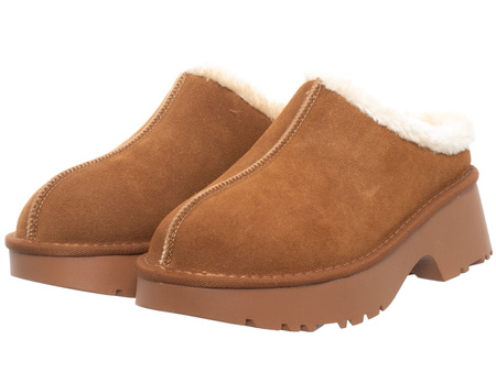 SOLO SOPRANI COUTURE - BUTY DAMSKIE - SSW521P32/53 REMY SUEDE FUR CAMEL