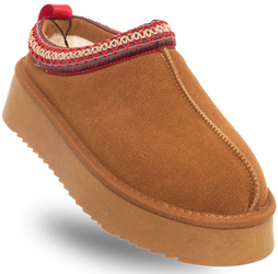 SOLO SOPRANI COUTURE - BUTY DAMSKIE - SSW421P22/51 SABOT FUR HUGH PLATFORM CAMEL