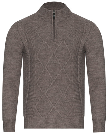 SWETER MĘSKI Z POŁGOLFEM - 8157 LIGHT BROWN