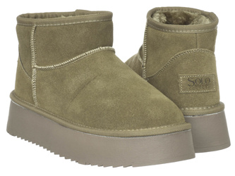 SKÓRZANE BOTKI DAMSKIE - SOLO SOPRANI COUTURE - SSW421P05/06 HUGH PLATFORM GREEN