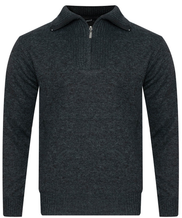 SWETER MĘSKI Z GOLFEM - S8619 CIEMNOSZARY