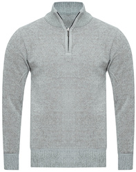 SWETER MĘSKI Z PÓŁGOLFEM - S8682 JASNOSZARY