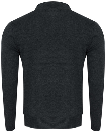 SWETER MĘSKI Z PÓŁGOLFEM - K6007 CIEMNOSZARY