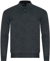 SWETER MĘSKI Z PÓŁGOLFEM - S8212 CIEMNOSZARY