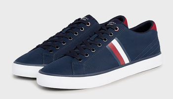 TOMMY HILFIGER - BUTY MĘSKIE - TH HI VULC LOW STRIPES MESH FM0FM04946-DW5