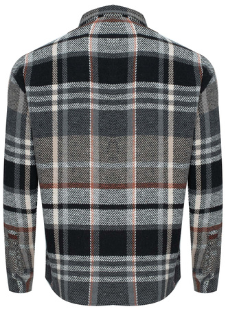 KOSZULA MĘSKA - CZARNO- BEŻOWO-BRĄZOWY KRATKA