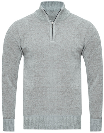 SWETER MĘSKI Z PÓŁGOLFEM - S8682 JASNOSZARY