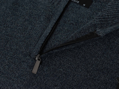 SWETER MĘSKI Z PÓŁGOLFEM - K6011 GRANATOWY