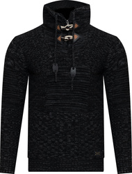 SWETER MĘSKI Z PÓŁGOLFEM - CJU 51251 152/CZARNY-SZARY