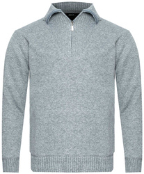 SWETER MĘSKI Z GOLFEM - S8619 JASNOSZARY